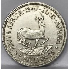 SOUTH AFRICA 1947 . FIVE 5 SHILLINGS . FULL DETAIL